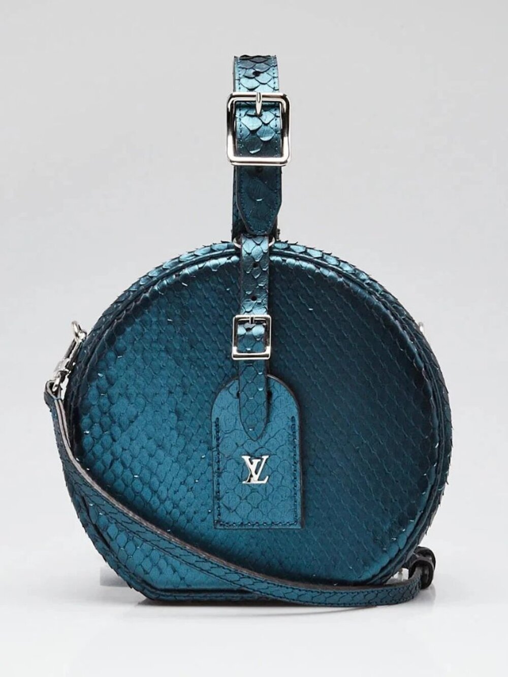Louis Vuitton Iridescent Dark Turquoise Python Petite Boite Chapeau Bag
